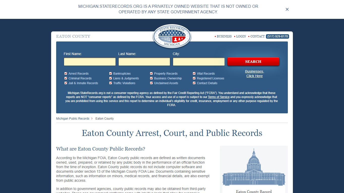 Eaton County Arrest, Court, and Public Records